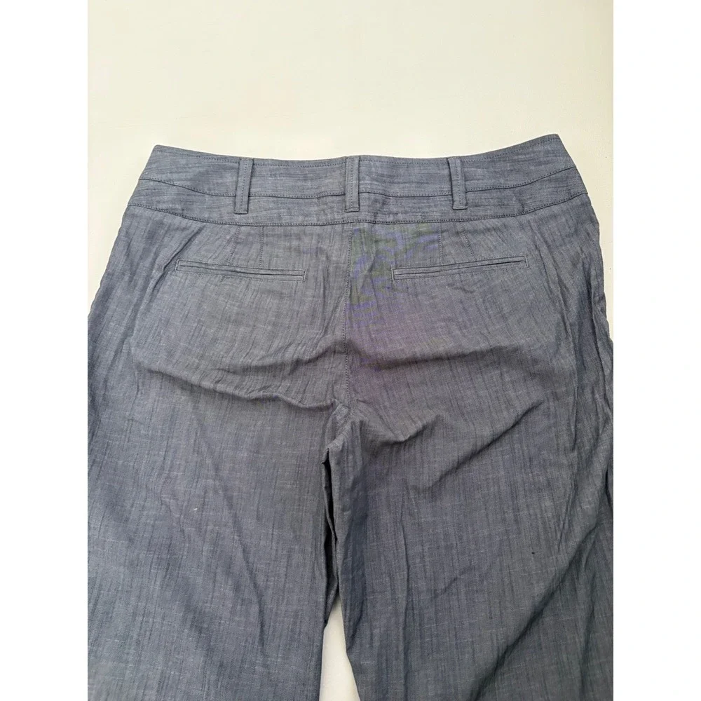 Banana Republic Womens 14 Wide Leg Trousers Gray Cotton Blend Cuffed Hem Pants